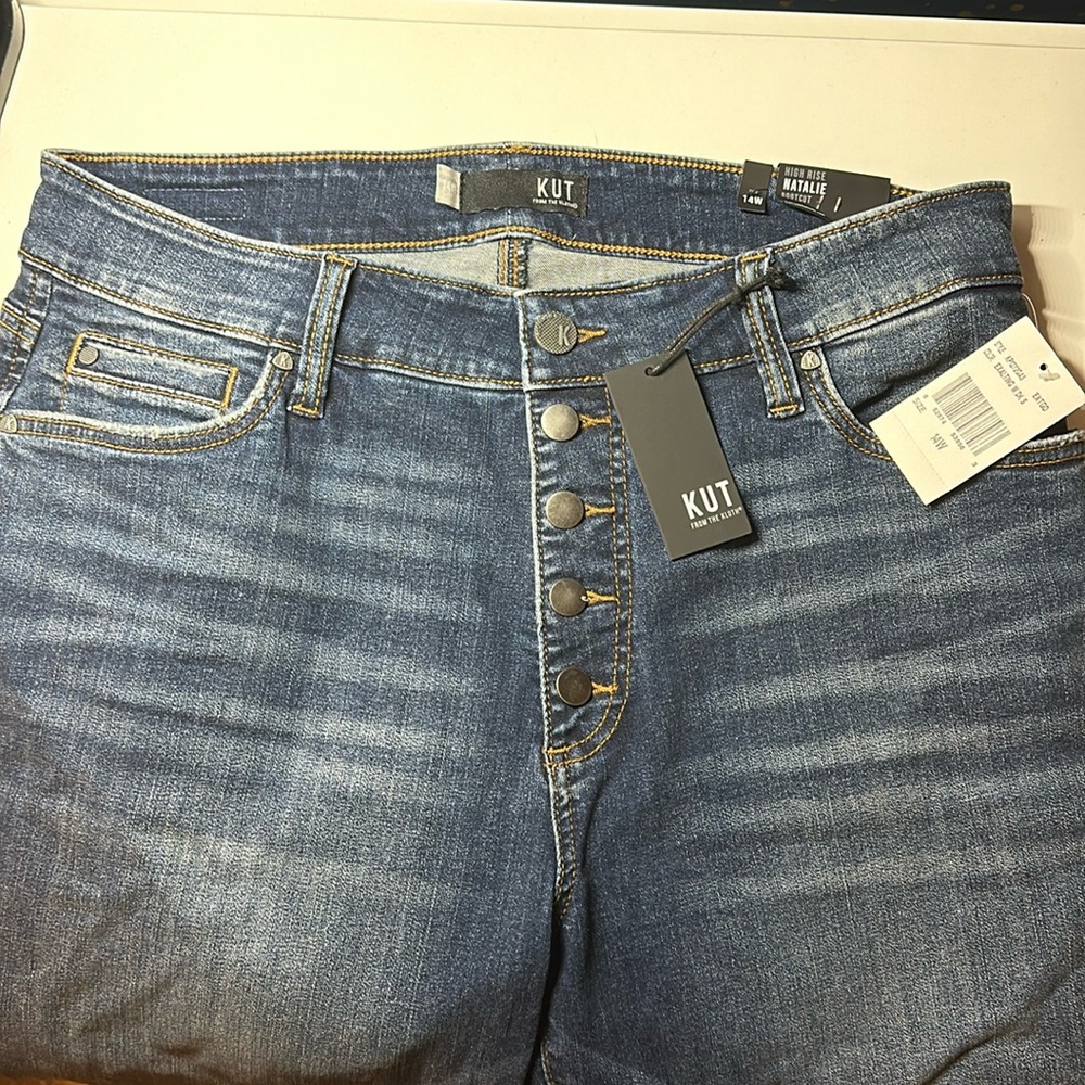 NWT KUT Natalie High Rise Button Fly Bootcut jeans